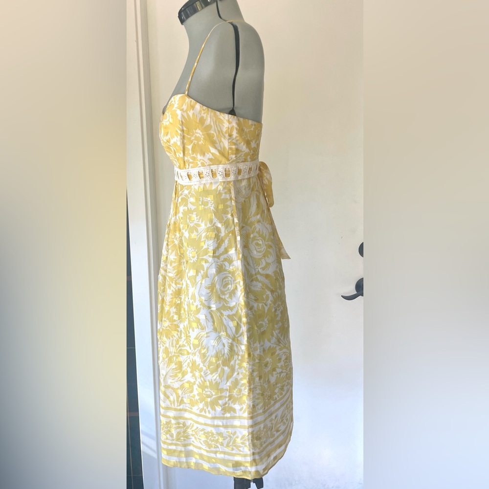 Shoshanna Silk Empire Waist Floral midi, Yellow Floral, 0, like new - Picture 5 of 12